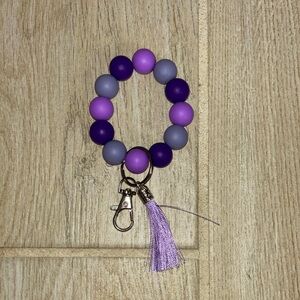 Purple and Gray Beaded Key Holder